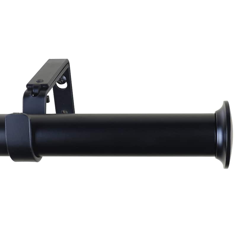 Meriville 1-Inch Diameter Dobson End Cap Single Window Treatment Curtain Rod - Black - 48"-84"