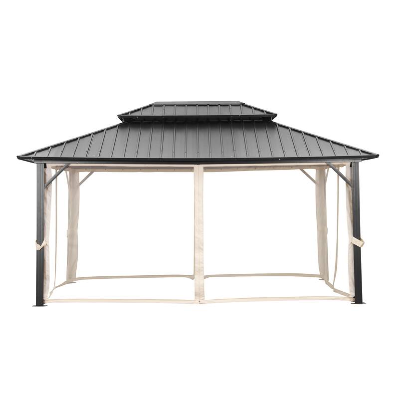 Outdoor Steel Gazebo Galvanized Steel Roof Aluminum Post Hardtop Gazebo