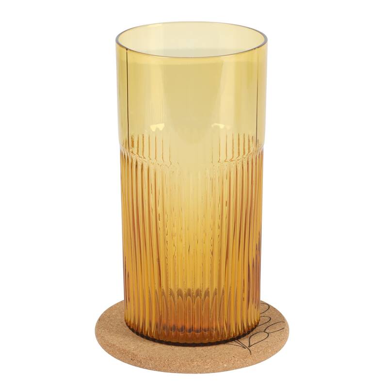 Bloomhouse Lyon Sky 8 Piece Hand Made 18 OZ Colored Glass Tumbler Set W/ Coasters