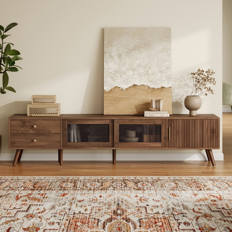 76-Inch TV Stand For Tvs Up To 85", Entertainment Center TV Media Console Table With Storage Cabinet And 2 Drawers
