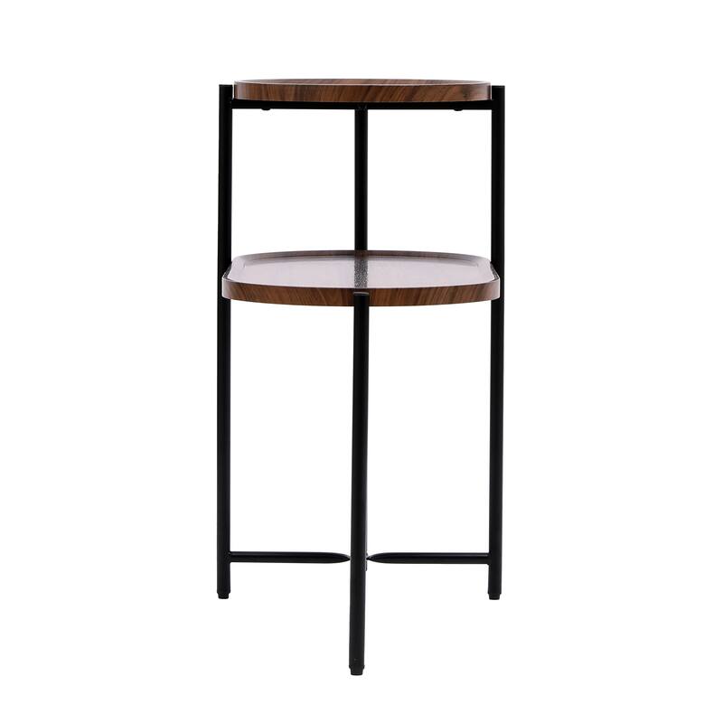 Small Coffee Table 2 Tier Modern Sofa Side Table with Wooden Storage Shelf Adjustable Table Legs, for Living Room Office