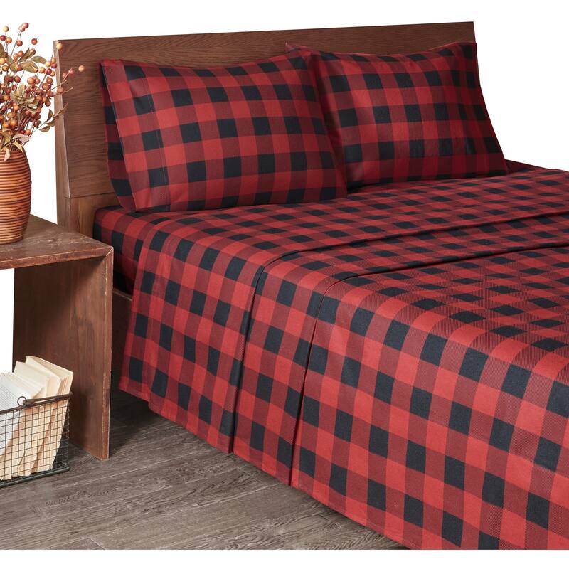 Woolrich Cotton Flannel Sheet Set - Cal King - red/black buffalo check