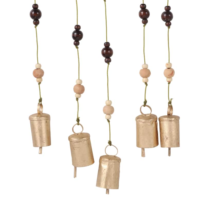 Terracotta Metal Sun Face Wind Chime with Beads and Bells - 36" Brown - 9.5" x 1" x 36"