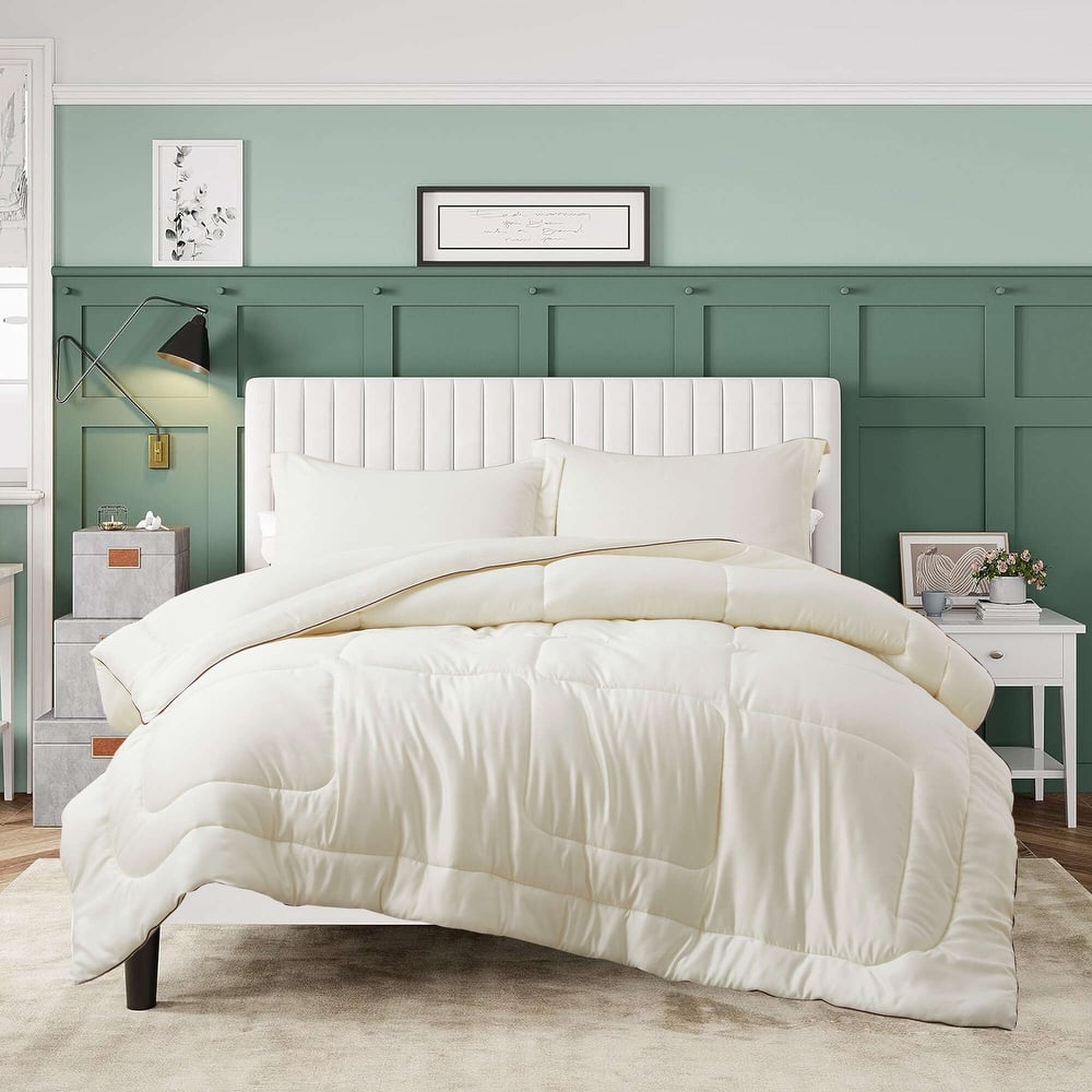 3 Piece Reversible Silky Luxury Soft Satin Comforter with 2 Satin Pillowcases