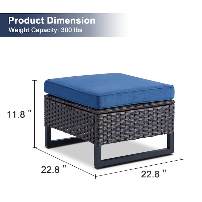 Gymojoy Outdoor Wicker Ottomans with Olefin Cushions