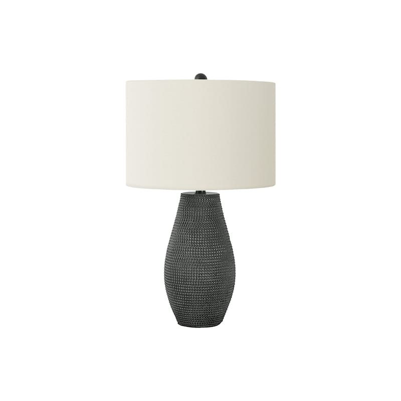 Contemporary Table Lamp 24 Inch Height Textured Resin Base Fabric Shade