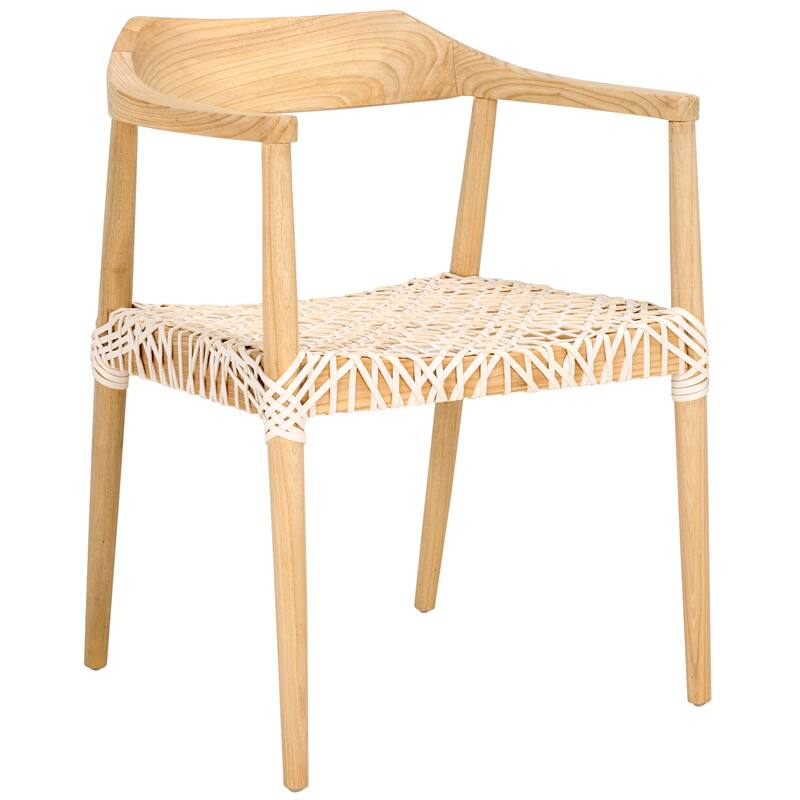 Munro Wanda Woven Leather & Solid Wood Accent Chair (Fully Assembled) - 22" W x 20.5" L x 28.5" H - 22Wx21Dx29H