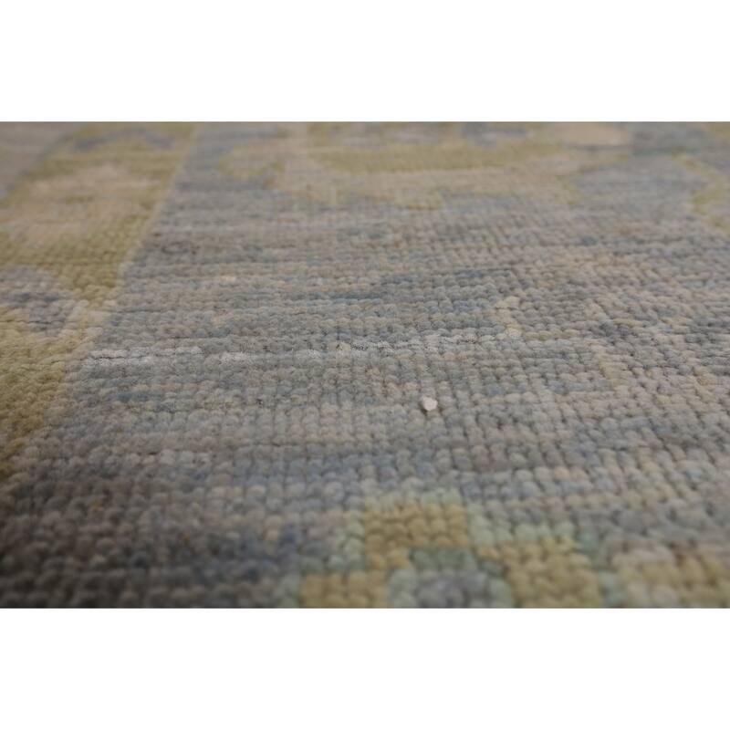 Vegetable Dye Oushak Oriental Area Rug Hand-Knotted Grey Wool Carpet - 8'11"x 11'8"