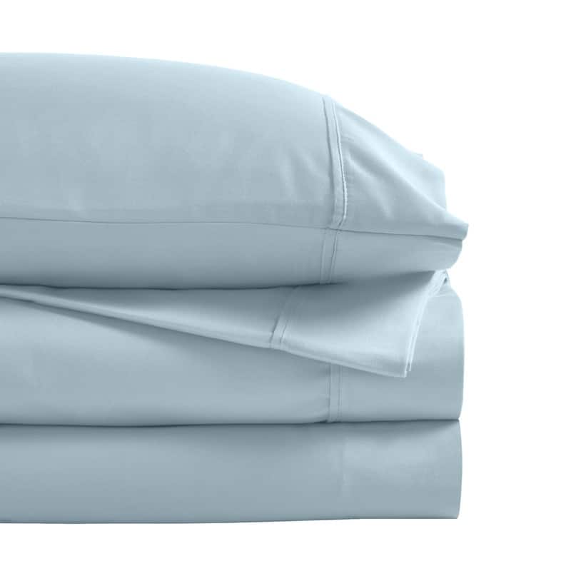 Blue Nile Mills 1200 Thread Count Cotton Blend Pintuck Sheet Set, Deep Pocket Bedding