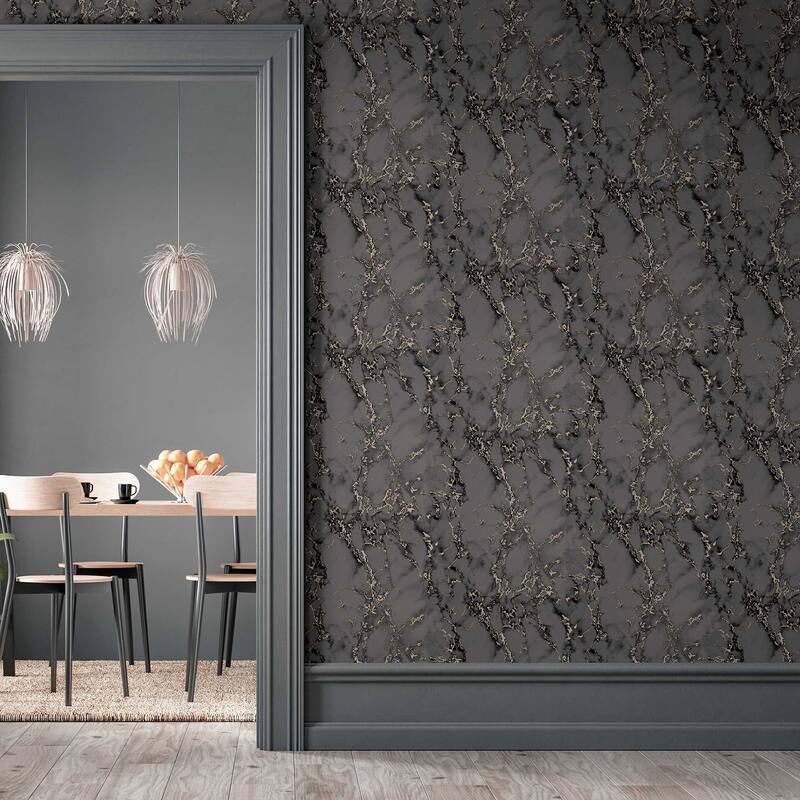 Arthouse Siward Charcoal Metallic Marble Wallpaper