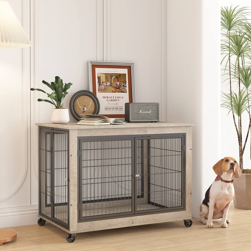 JHX Furniture Dog Cage Crate with Double Doors