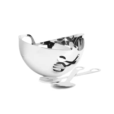 Alice Pazkus Stainless Steel Salad Bowl With Server Set