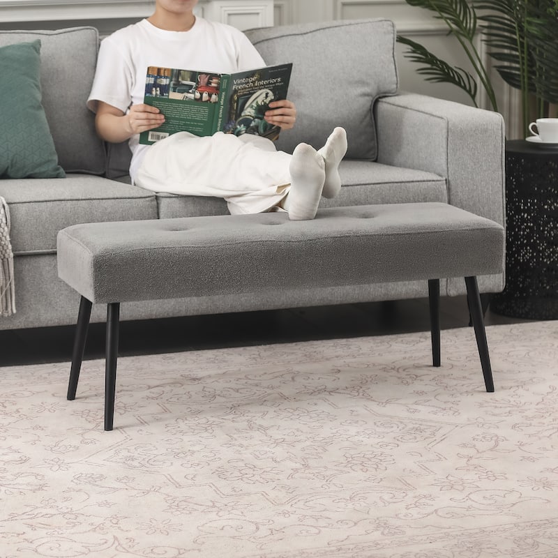 Adeco Modern End of Bed Bench Tufted Ottoman