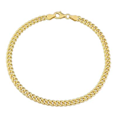 Miadora 4.4mm Curb Link Chain Anklet in Yellow Silver - 9 in