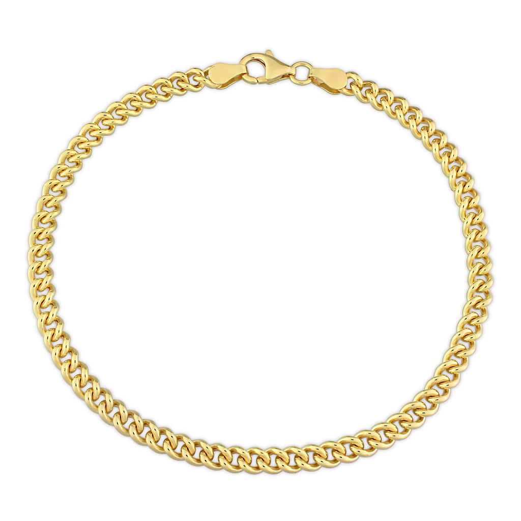 Miadora 4.4mm Curb Link Chain Anklet in Yellow Silver - 9 in