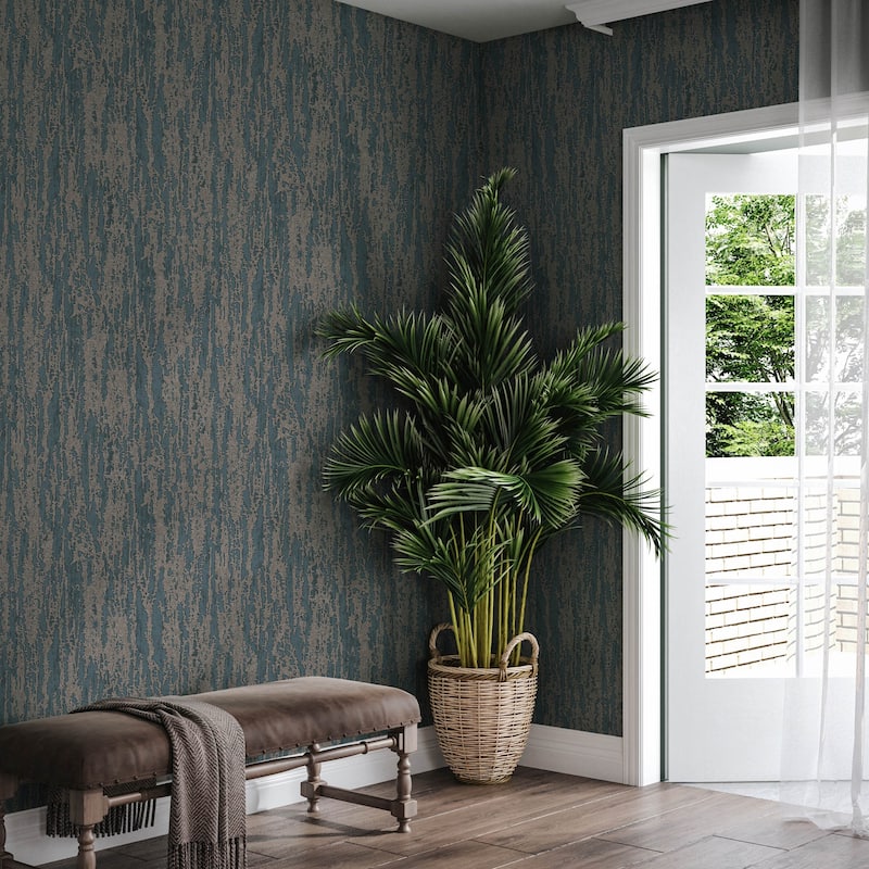 Urban Chic Metallic Accent Modern Abstract Wallpaper - Blue