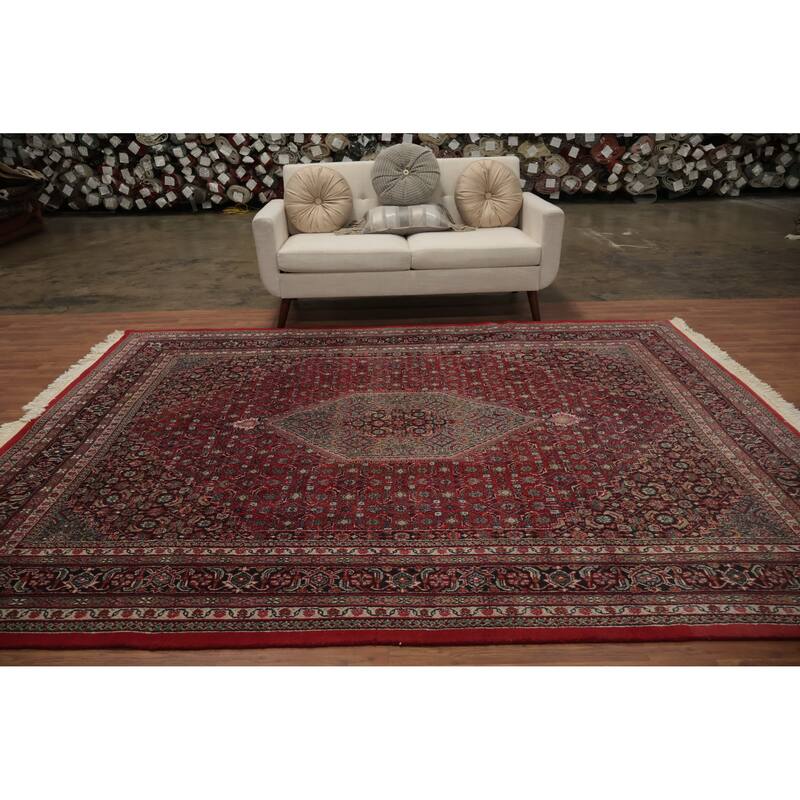 Hand Knotted Oriental 100% Wool Carpet Traditional Floral Red Tabriz-Mahi Area Rug - 10' 0'' X 7' 9''