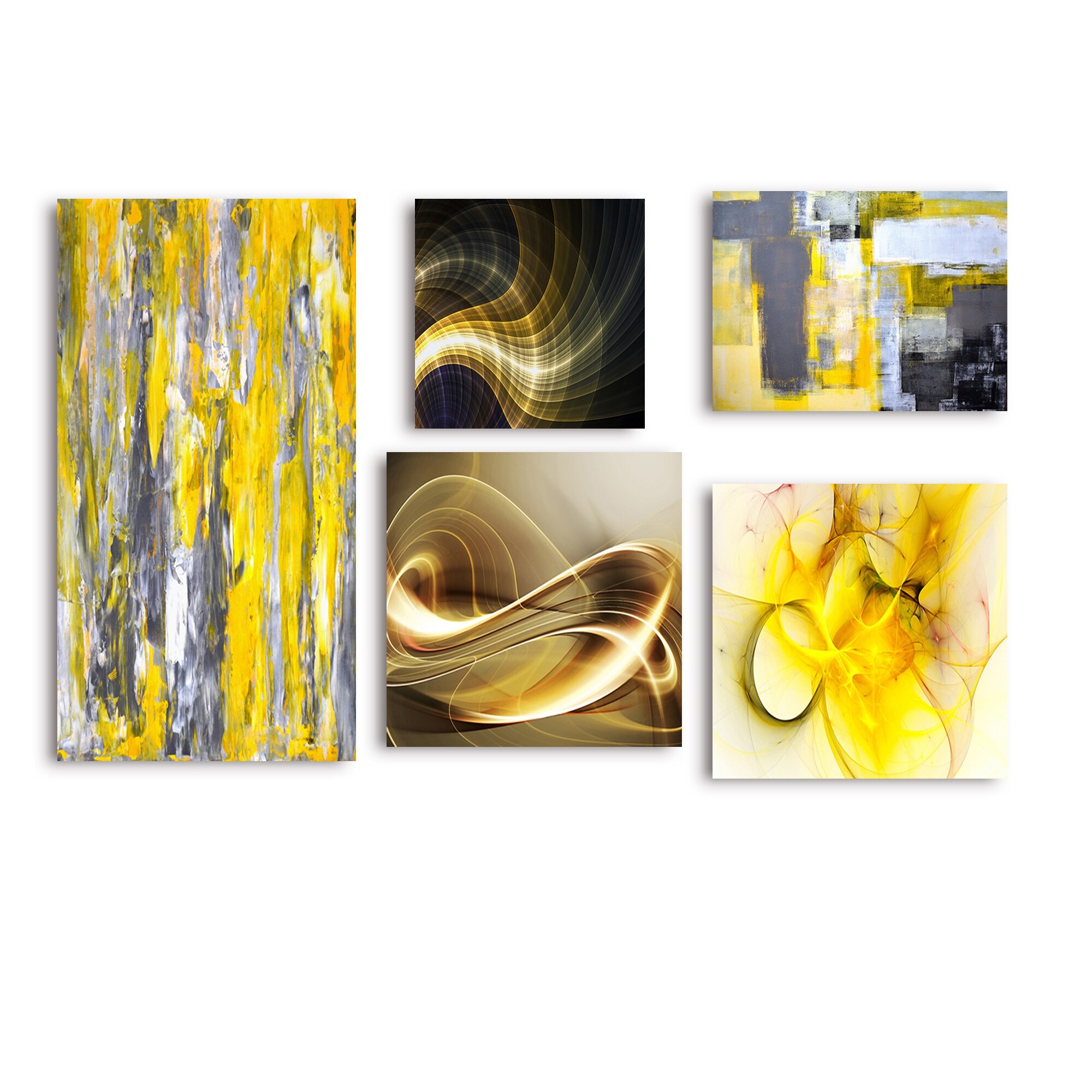 Shop Designart Yellow And Gold Collection Abstract Wall Art