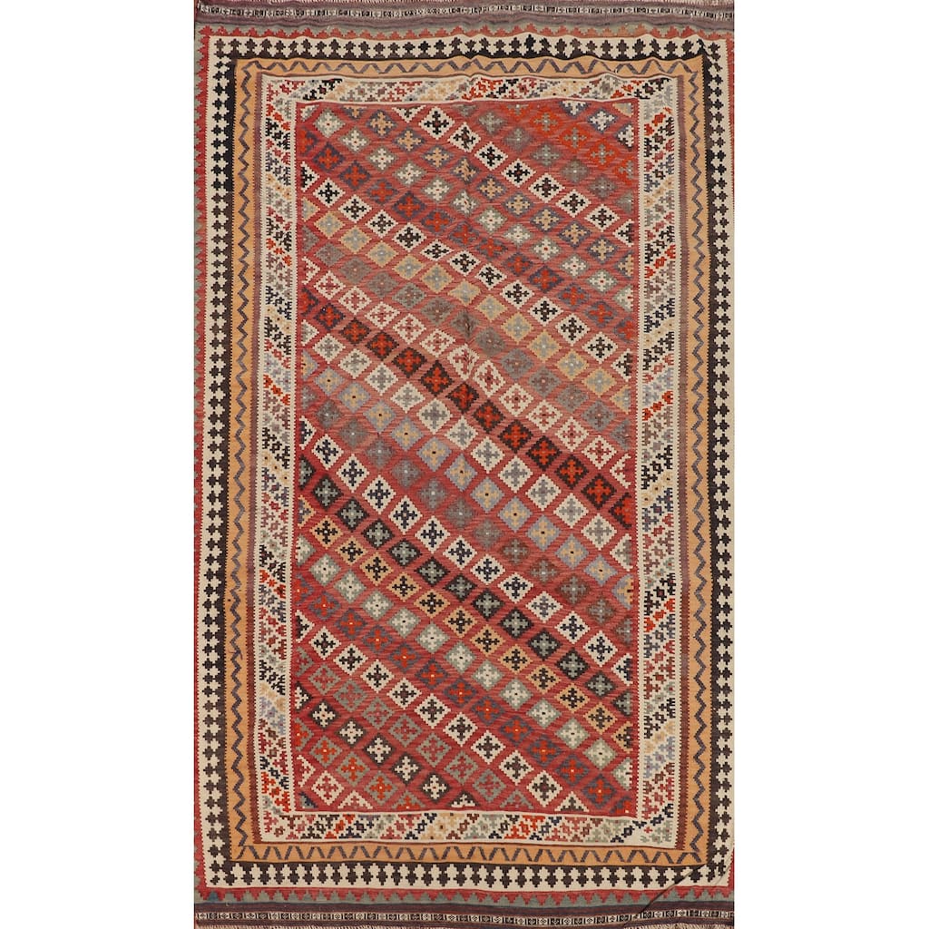 Kilim Qashqai Persian Vintage Rug Flatweave Traditional Wool Carpet - 4'2"x 7'8"