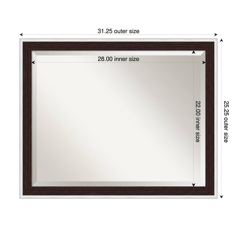 Maya Beveled Framed Bathroom Vanity Wall Mirror - 31 x 25 in - Maya Espresso Silver