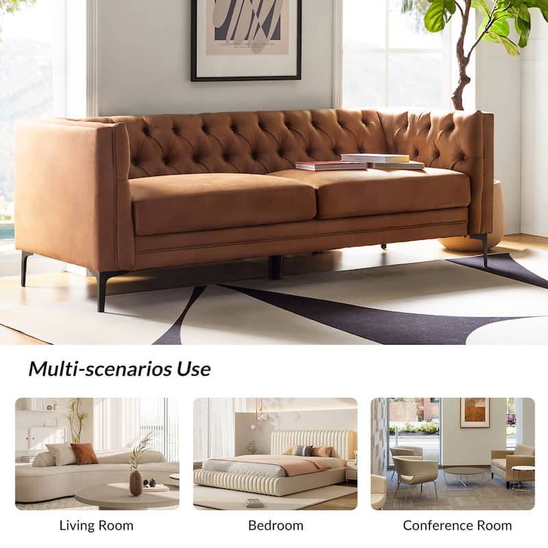 Calymne 84" Classic Square Arms Sofa with Button-Tufted Back by HULALA HOME