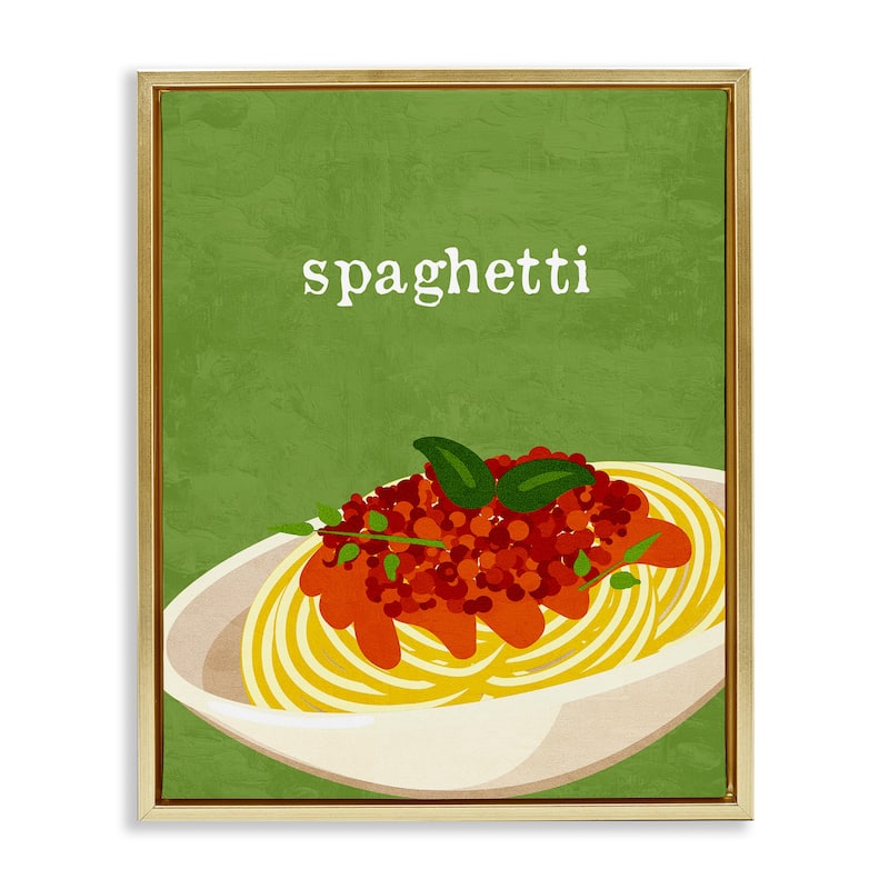 Stupell Spaghetti Italian Cuisine Framed Floater Canvas Wall Art Design By Kim Allen - 25 x 31 - Gold