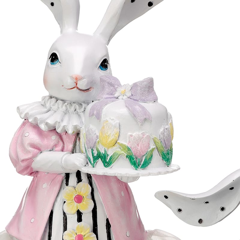 9" Resin Bunny With Mini Cake