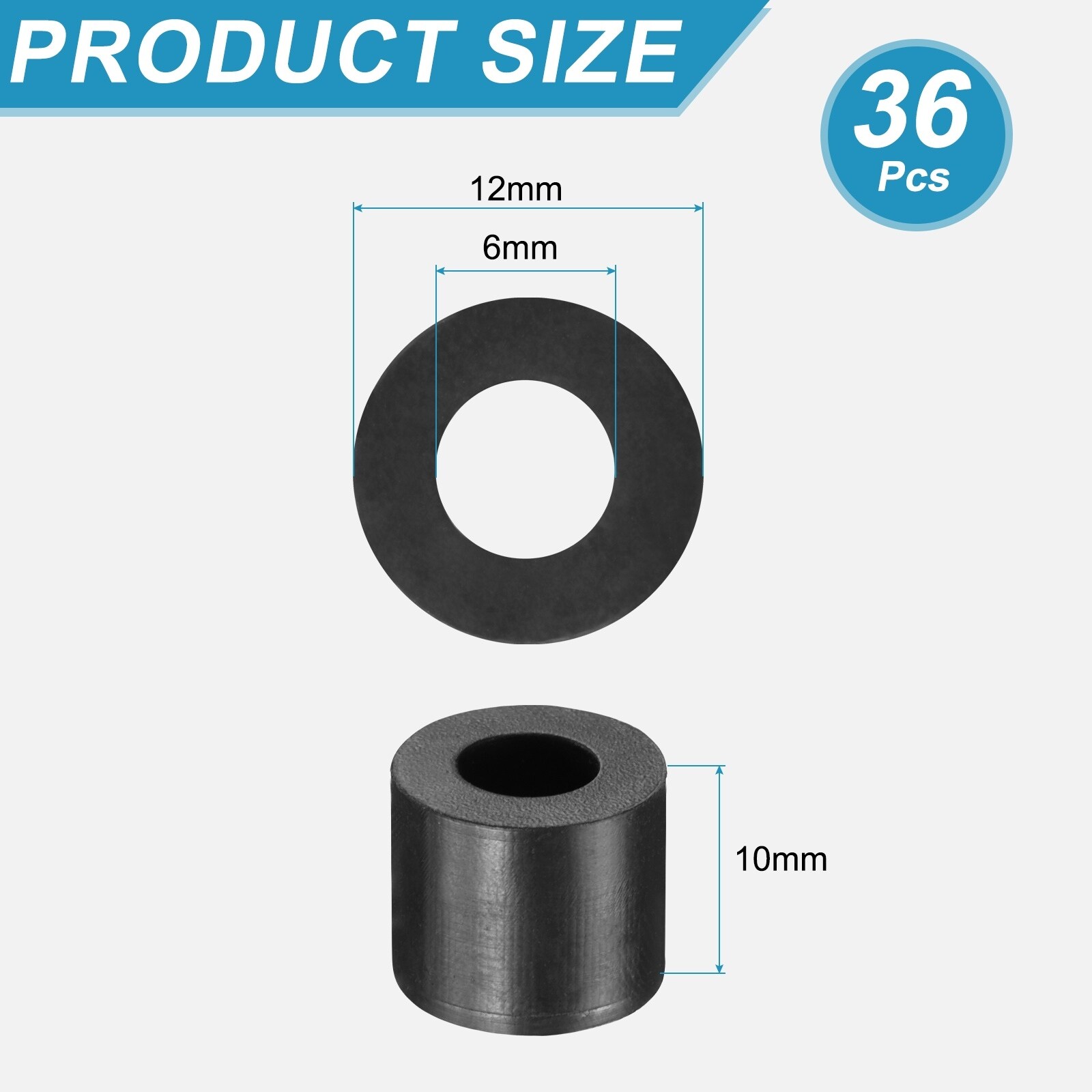 Rubber Spacers Round Anti-Vibration Spacer Rubber Bushing Grommets - Balck