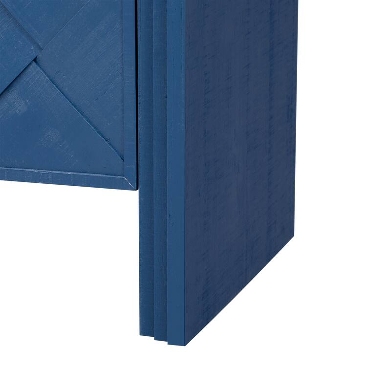 Multi-Functional Sideboard- woven Wood Slat Doors, Tiered Stepped Design for Hallways, Living Rooms
