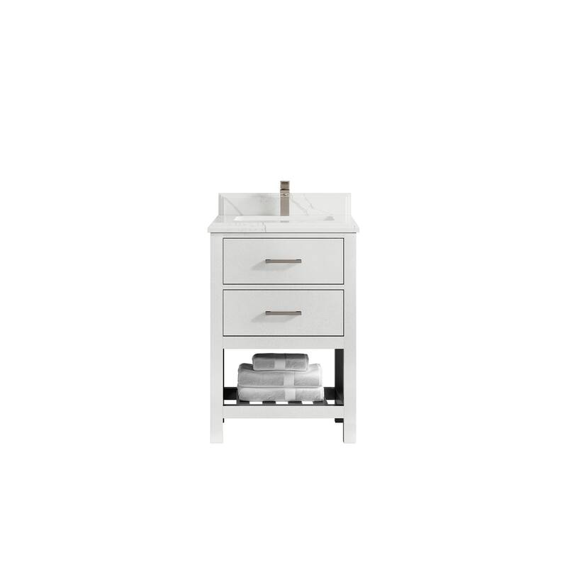 Willow Collections 24 x 22 Parker Single Bowl Sink Bathroom Vanity in White with Countertop - 24 in x 22 in