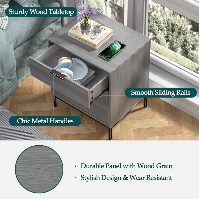Anmytek Modern 3-Drawer Wood Nightstand Bedside Table End Table for Bedroom