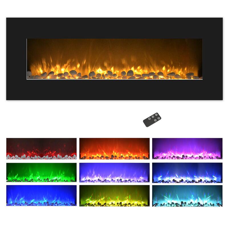 Northwest 50-Inch Wall Electric Fireplace, Black