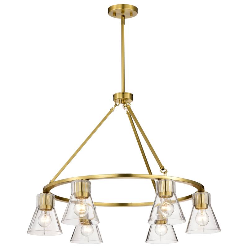 Gianna 6 Light Chandelier Vintage Brass Finish Clear Glass - Vintage Brass