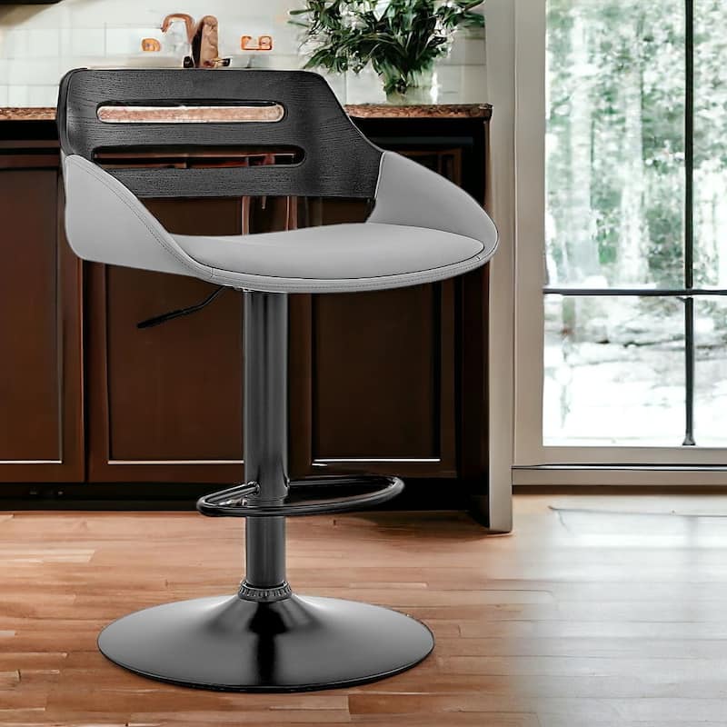 Fabric Swivel Bar Chair with Footrest and Adjustable Height - 19” x 20” x 43” (D x W x H)