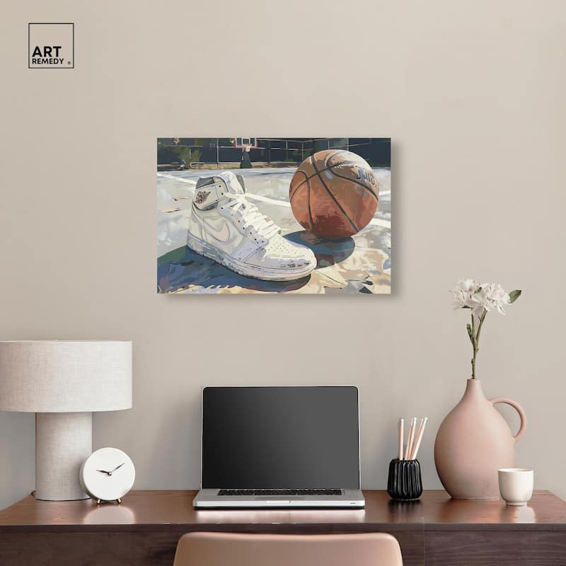 Washed Out Court Canvas by Art Remedy, Gallery Wrapped