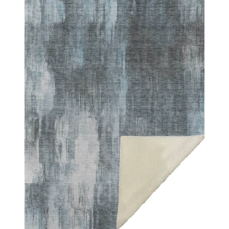Premium Machine Washable Modern Brushstroke Sherpa Throw Blanket