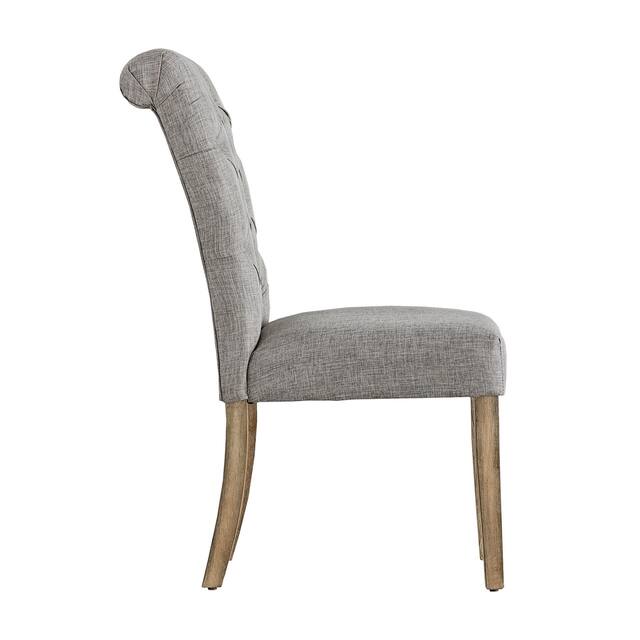 Benchwright Premium Tufted Rolled Back Parsons Chairs (Set of 2) by iNSPIRE Q Artisan - Grey Linen