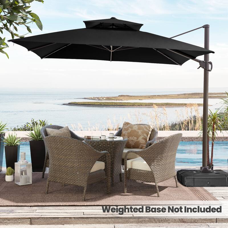 11 x 11 FT Outdoor Patio Cantilever Umbrella with Crank and 360 Degrees Rotation