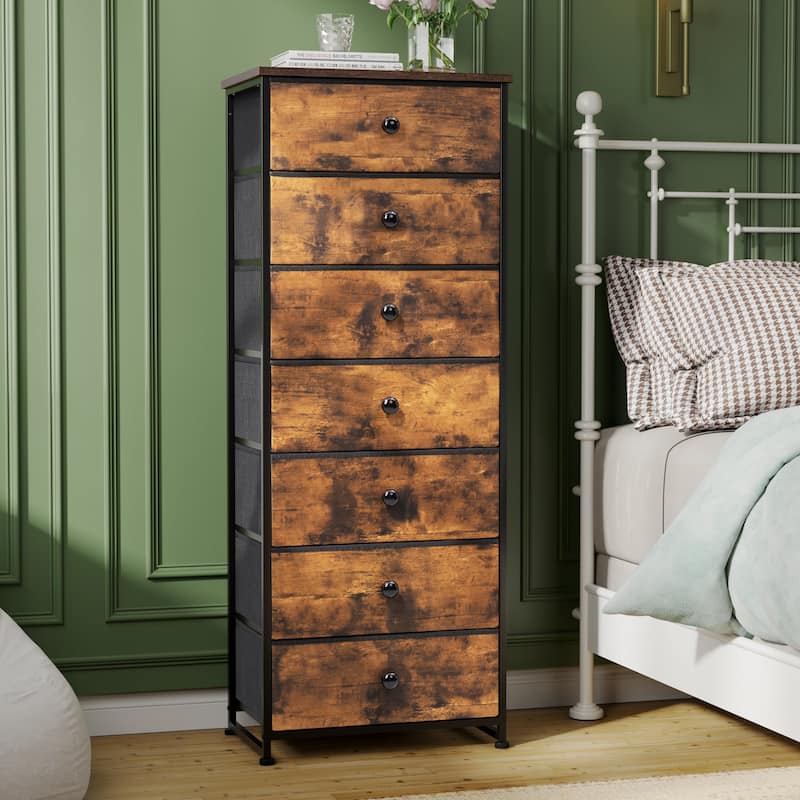 Slim Tall Vertical 7-Drawer Chest Dresser Closet Storage Organizer Unit for Bedroom
