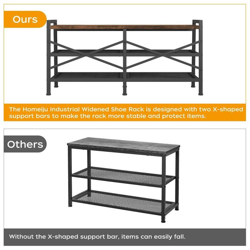 3-Tier Shoe Rack - 14"D x 41.92"W x 19.68"H