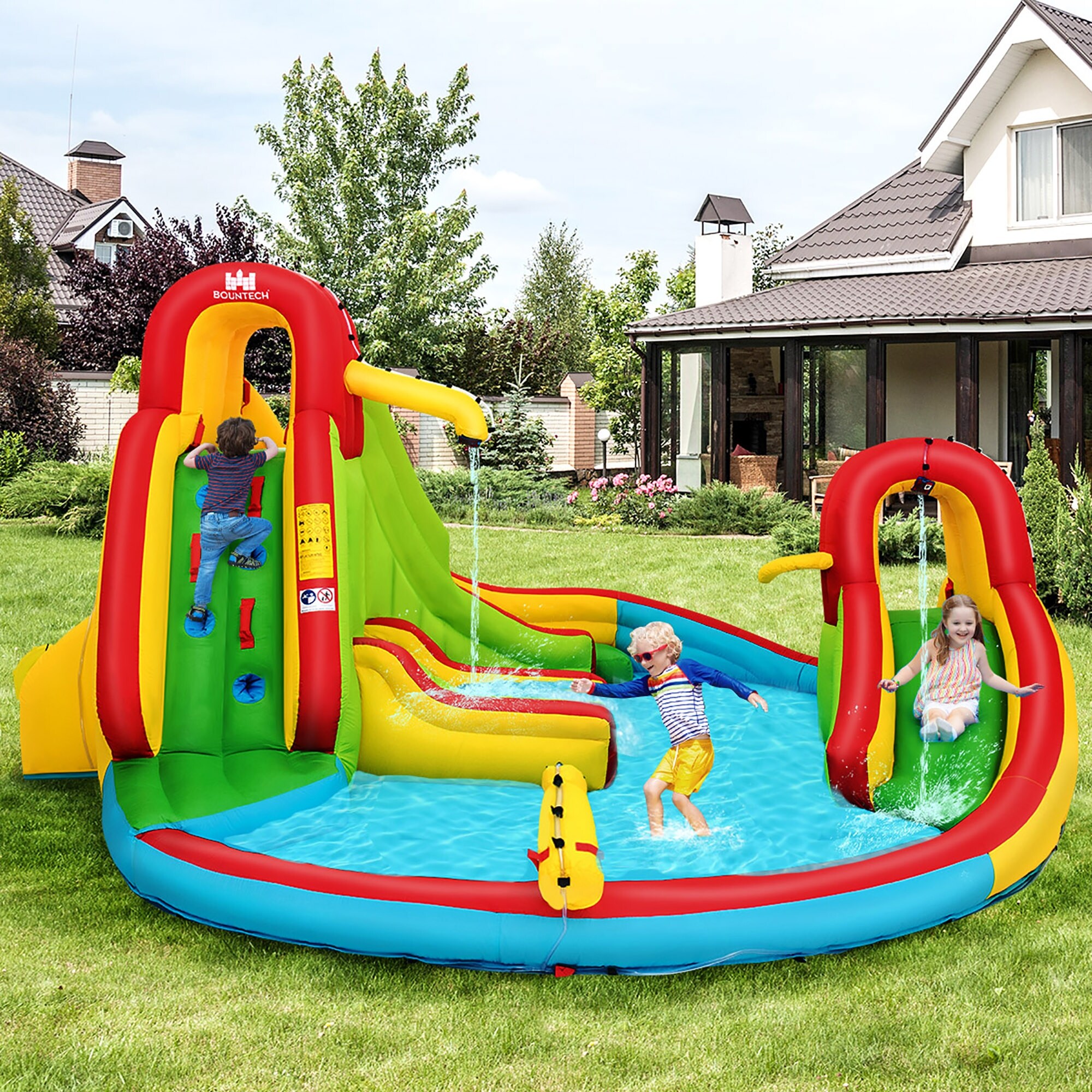 7 in 1 Inflatable Water Slide Bounce Park Splash Pool Water Park for Kids -  Bed Bath & Beyond - 35662323