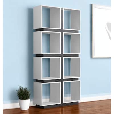 HomeRoots 71" White Wood Eight Tier Cube Bookcase