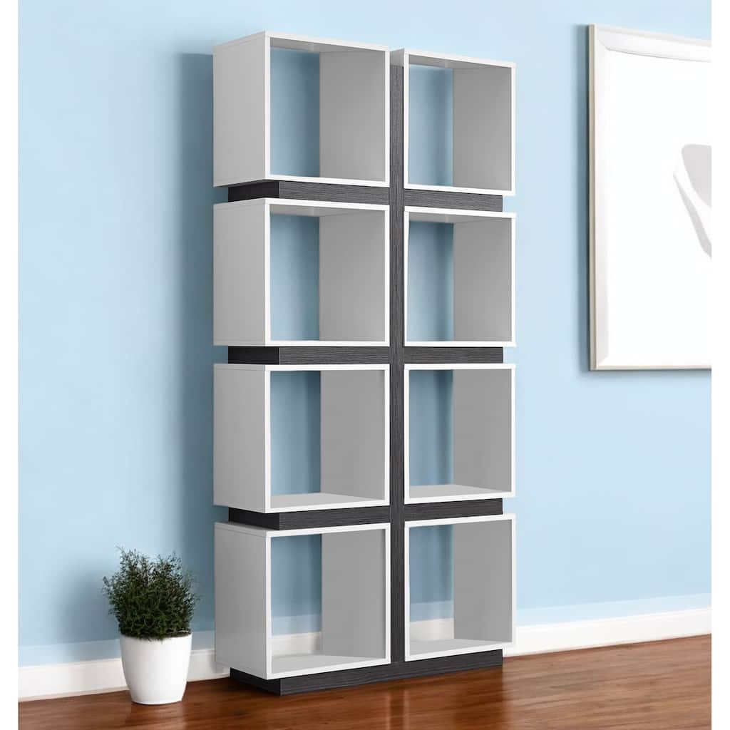 HomeRoots 71" White Wood Eight Tier Cube Bookcase