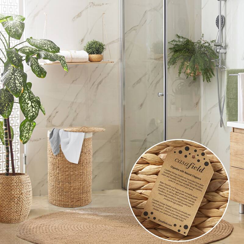 Round Laundry Hamper Basket with Lid and Liner for Clothes