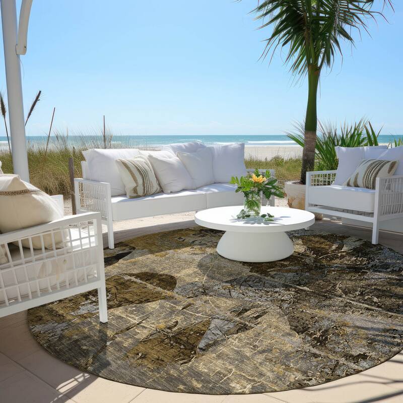 Rane Modern Art-Inspired Weather Resistant Timeless Fusion Runner Outdoor Rug