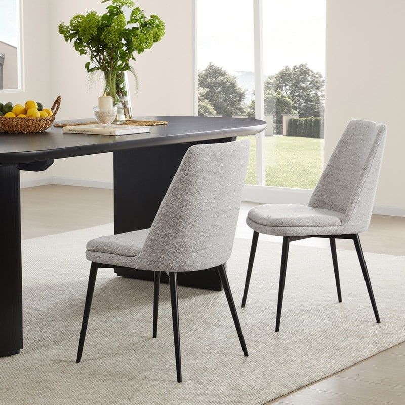 Ariel Mid-Century Upholsteried Dining Chair with Metal Legs Set of 2