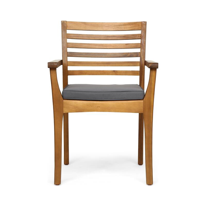 Roomfitters 2-Piece Outdoor Dining Chairs, Acacia Wood and Wicker Hybrid Seating with Water-Resistant Cushions