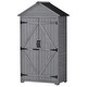 preview thumbnail 3 of 18, Outdoor Wood Lean-to Storage Shed Tool Organizer 3-tier Shelves - 5.8ft x 3ft