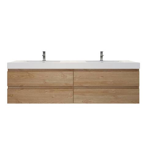 Baillie 84'' Wall-Mounted Vanity with Double Reinforced Acrylic Sink