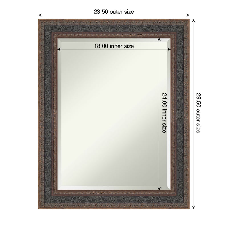 Attic Aged Beveled Wood Framed Wall Mirror - 24 x 30 in - Attic Aged Bronze
